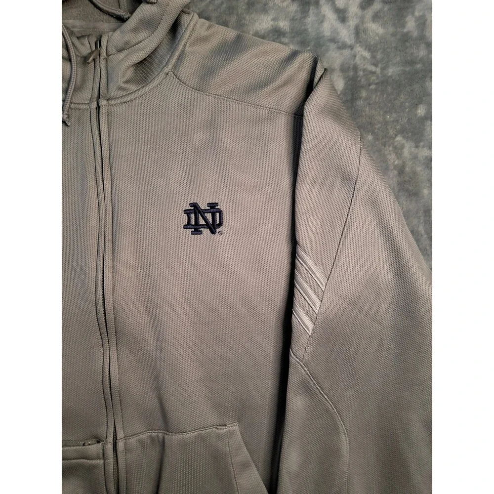 Adidas Mens Notre Dame Fighting Irish ClimaWarm Full‎ Zip Hoodie Gray Size M